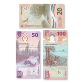 Mexico Set: 20, 50 & 100 Pesos, 2020–2023, B714–715, B726, UNC - Robert's World Money - World Banknotes